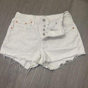 Levi's White Denim Button-Fly Cutoff Shorts